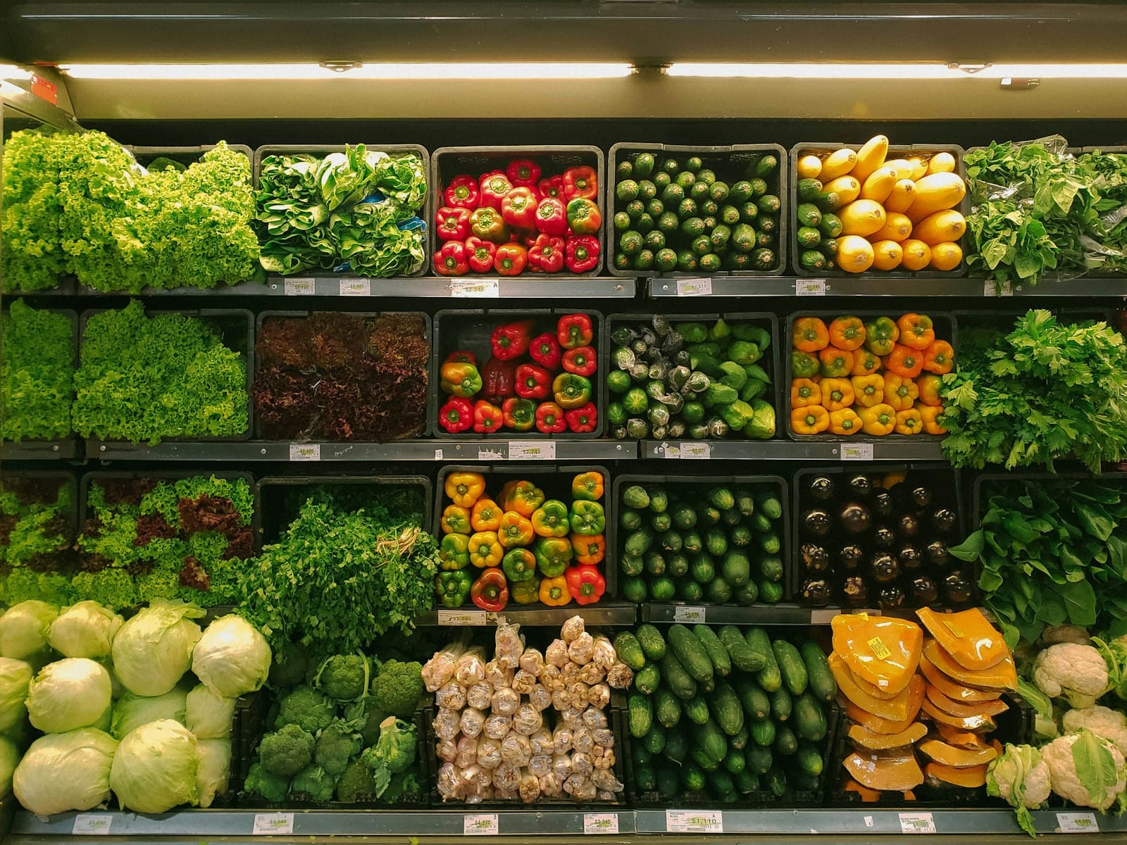A grocery store aisle stocked with affordable staples