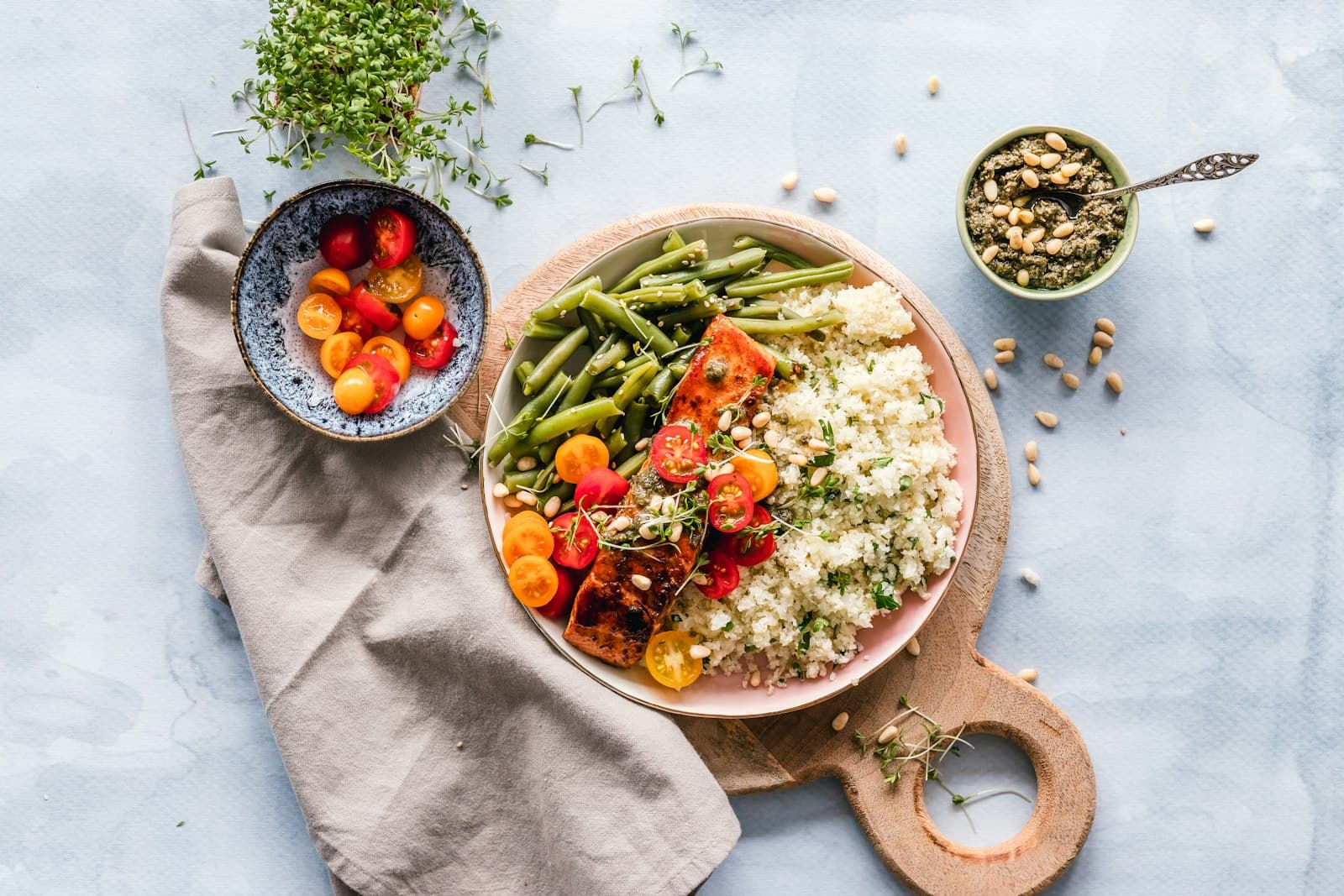 A spread of affordable high-protein foods